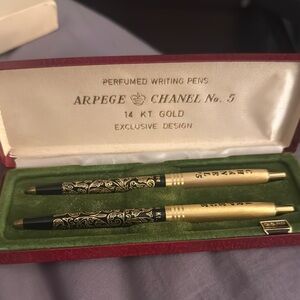 Chanel Arpege No. 5 Gold and Black Writing Pens